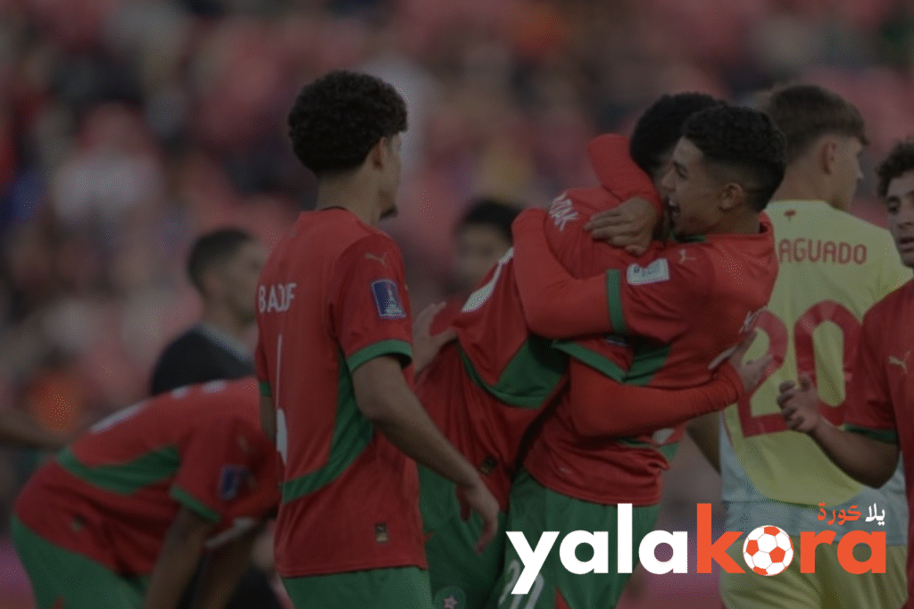 احتفال لاعبي المنتخب المغربي تحت 20 سنة بعد التتويج بكأس العالم
